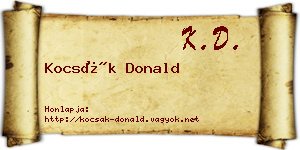 Kocsák Donald névjegykártya
